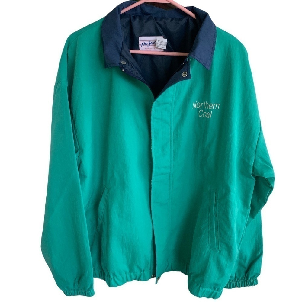 Vintage Work Wear Jacket Made USA Four Seasons Men’s Size L Green Northern Coal